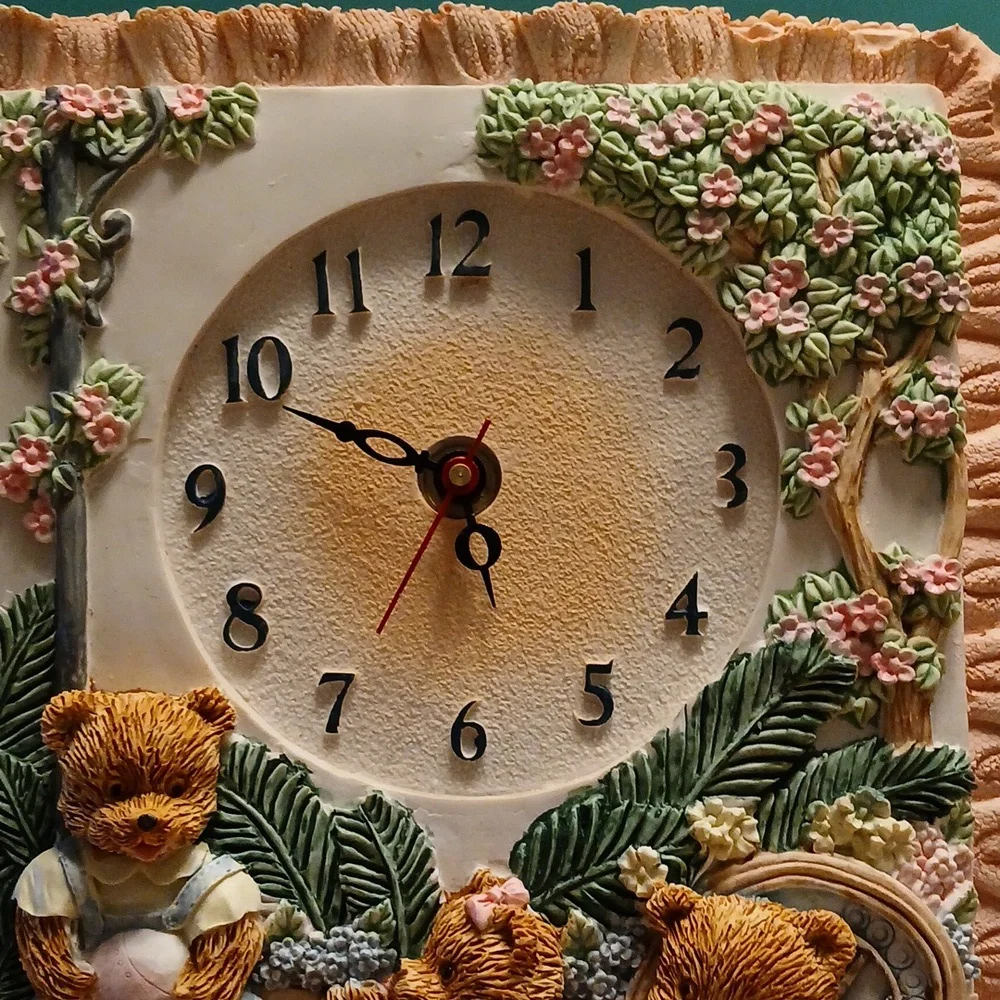 Whimsical Bear Family Wall Clock - Cream and Brown